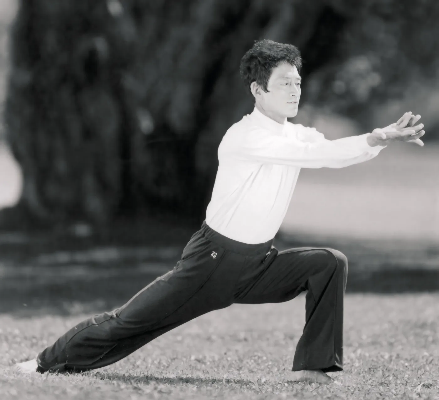 Founder Kozo Nishino in a basic posture of the Nishino Breathing Method